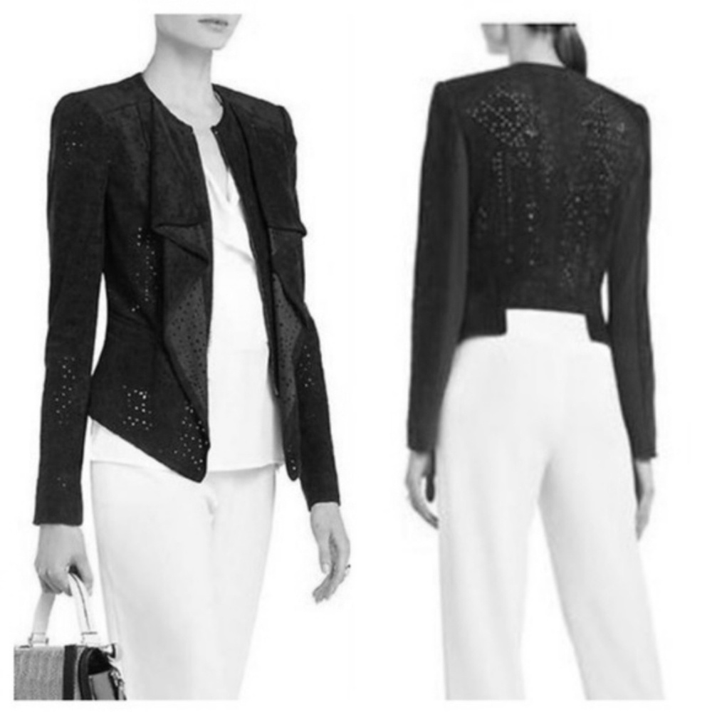 Bcbgmaxazria suede eyelet jacket